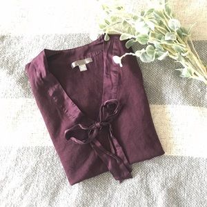 Satin trim light weight sweater